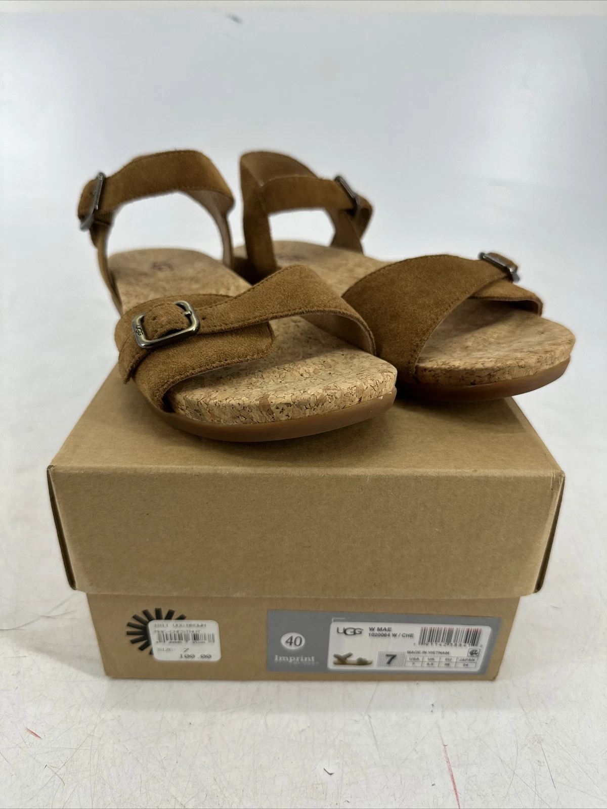 Sandali piatti Ugg Mae Castagno Pelle scamosciata Doppia Fibbia 1020064 Donna Taglia 7