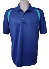 Golf Polo Shirt XL PGA Tour Men's Short Sleeve Logo on Sleeve Button Collar Blue