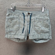 The North Face Shorts Womens 8 Blue White Striped Larisen Linen Blend Nautical *