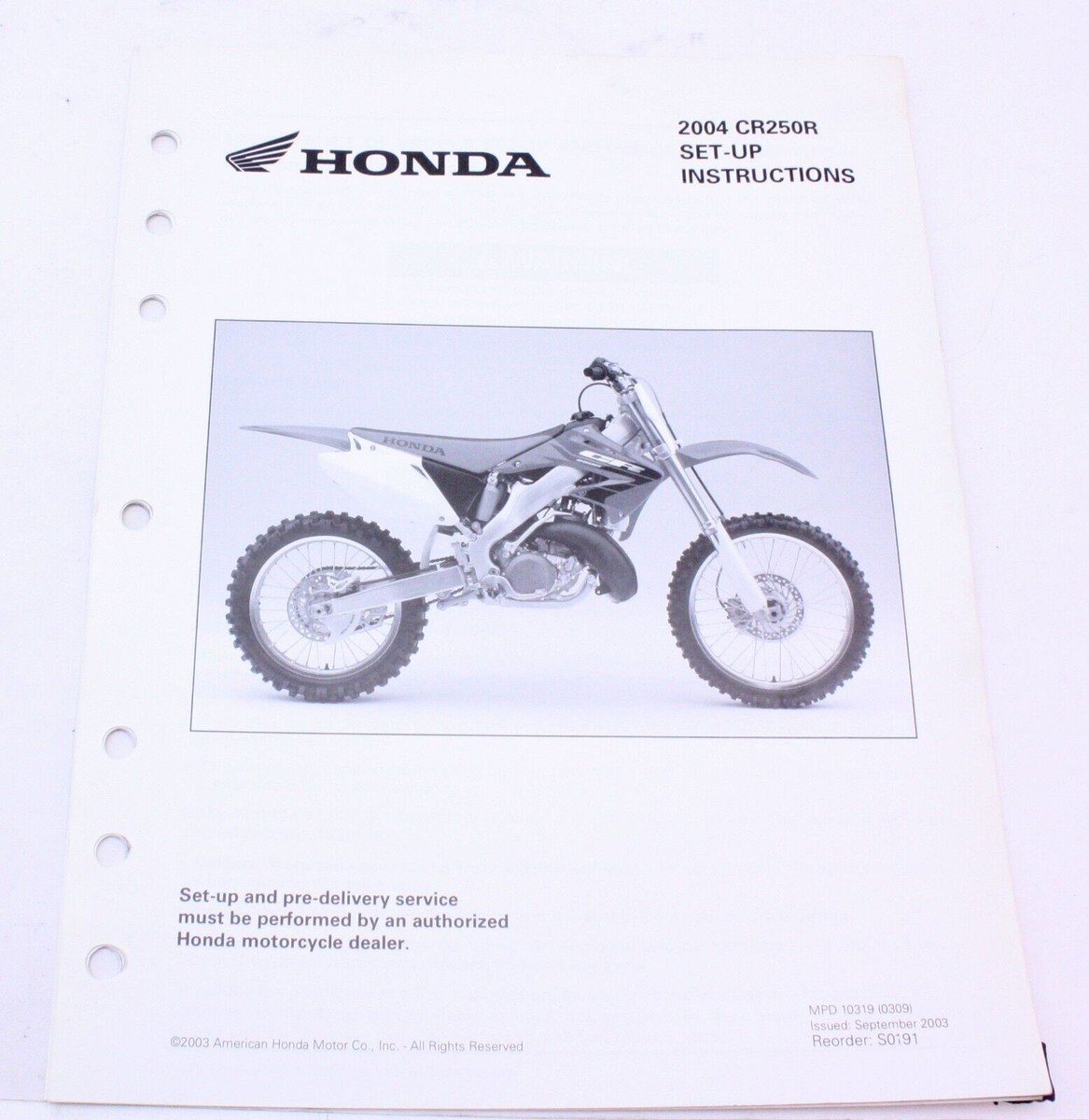 Official Original Honda 2004 CR250R Setup Instructions + Wiring