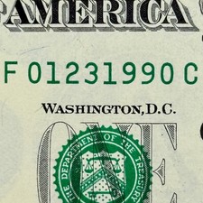 January 23rd 1990 Dollar Jan 23 1990 Birthday NEW Serial Number Uncirculated $1