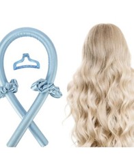 Heatless Soft Curling Rod 4 Piece Overnight Curling Wrap Kit in Blue.