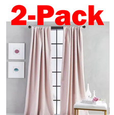 ACHIM 2-Pack Blush Solid Rod Pocket Room Darkening Curtain 52 W x 63 L in.