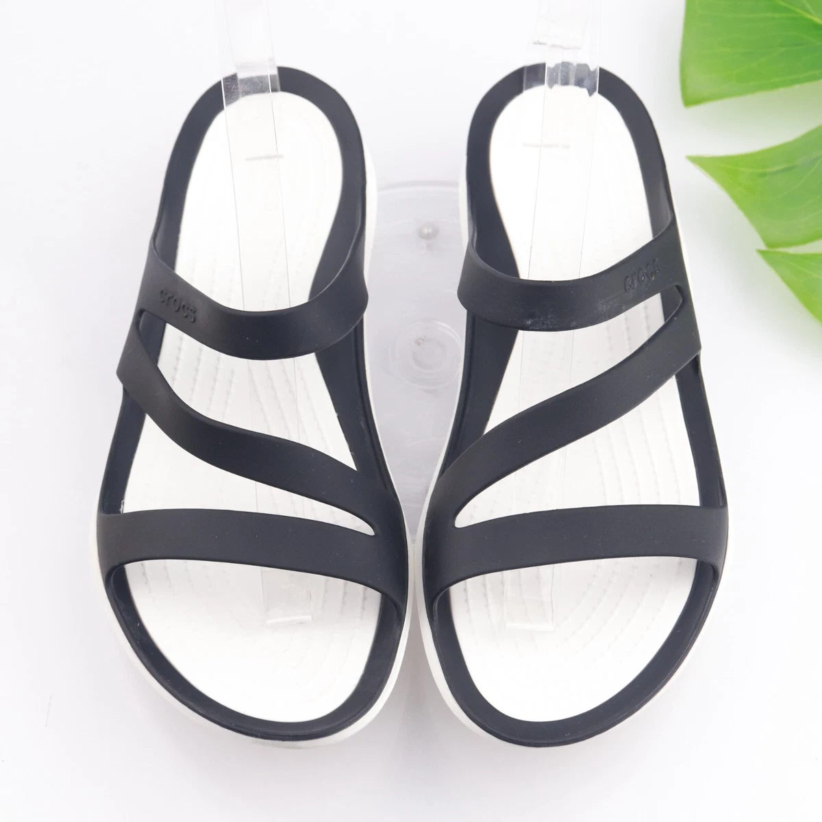 Crocs Women s Swiftwater Sandal Size 9 Strappy Slide Black White