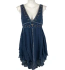 Vogue & Dance Dress Navy Blue Size 18 A Line Flare Silk Chiffon Beaded Cocktail