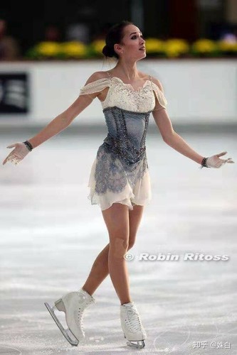 Robe de patinage sur glace figurine de compétition costume de patinage blanc fait main - Photo 1 sur 8