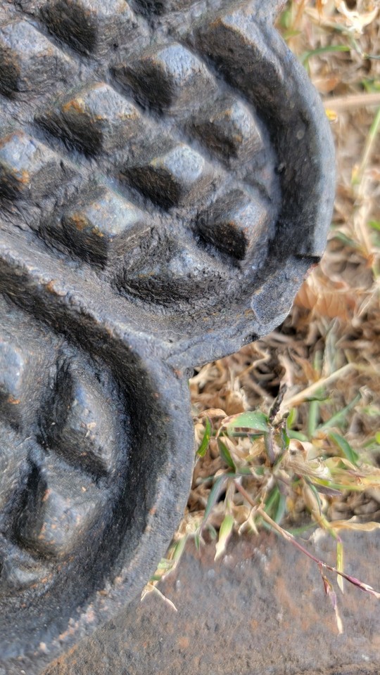 Antique German Cast Iron Heart Waffle Maker Late 19th Century W/ Base