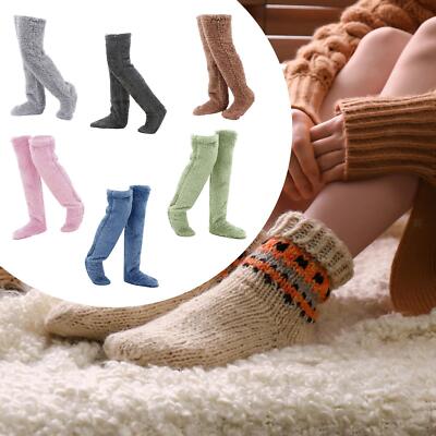 Overknee hohe flauschige Socken Winter Schlafsocken für Schlafzimmer Wohnzimmer