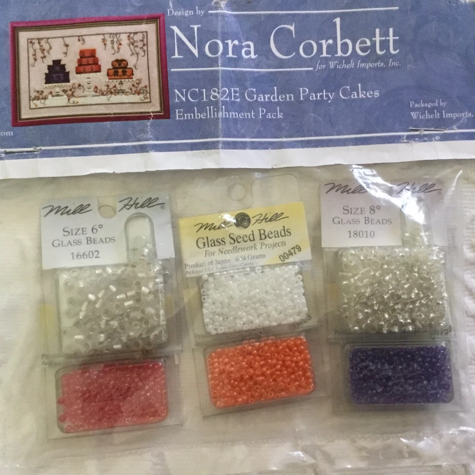 Nora Corbett Garden Party Cakes Cross Stitch Pattern & Embellishment Pack NC182 - Image 3 of 4