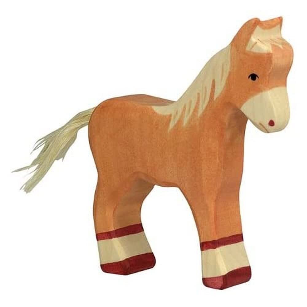 Holtztiger HT80040 Foal, Standing, Light Brown, Assorted Colours