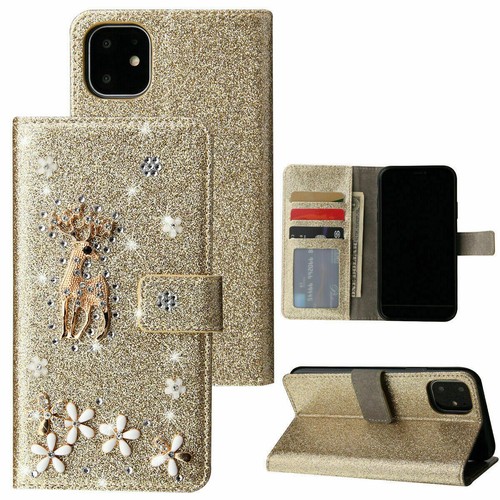Flip Diamond Xmas Elk Phone Case For iPhone 11 12 13 Pro Max XR XS X 5 6 7 8 SE - 第 6/13 張圖片