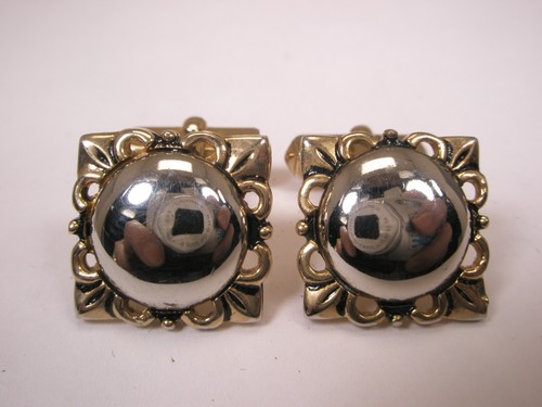 Simple Design Gold Tone & Silver Tone Vintage SWANK Cuff Links