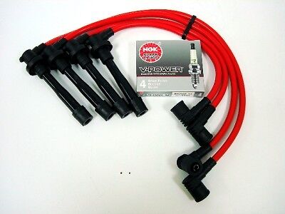 97-02 PRELUDE H22 SPARK PLUG WIRES NGK VPOWER PLUGS RED
