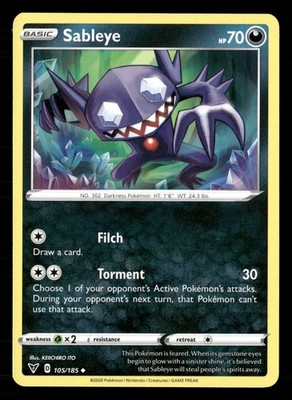 Sableye SWSH04: Vivid Voltage 105/185 HP Pokémon TCG