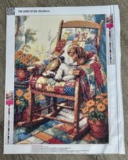 Diamond Painting Finished Completed 3D Wall Art 12x16  Relaxing Beagle Dog