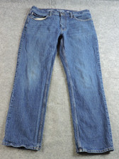 Goodfellow Mens 36x30 Fair Trade Washout Whiskers Stretch Denim Blue Jeans