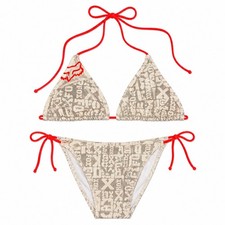 VTG FOX Racing Bikini Set White Silver Hidden...