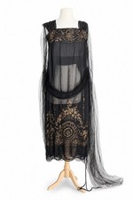 1920s Antique Flapper Dress Gold Metallic Embroidery Vintage Warner Bros 20s