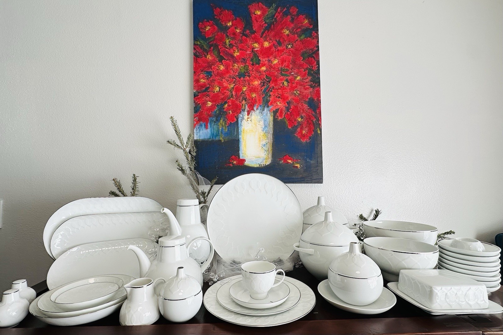 Rosenthal Lotus Platinum Dinner Service 12 Place Settings Tea Coffee 90 Pc