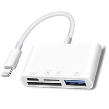 Lightning to SD Card Reader - 4 in 1 Memory Card Adapter for iPhone with USB Fem