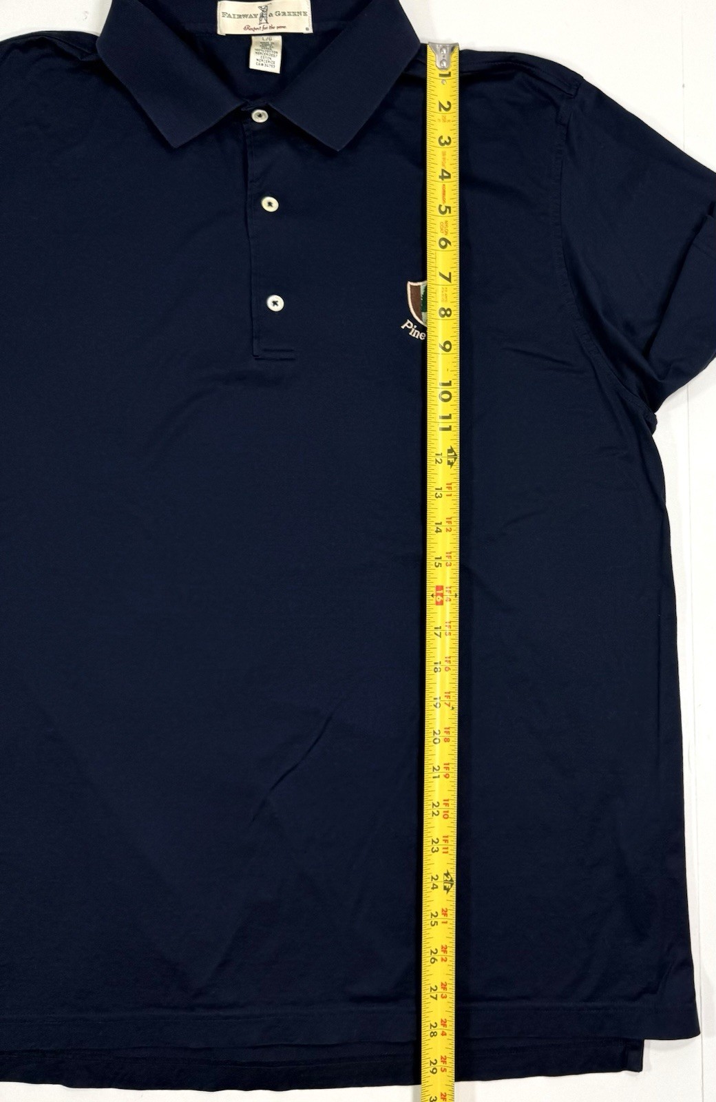 Pine Valley Golf Polo Mens Sz Large Navy Mercerized Cotton Fairway Greene VTG