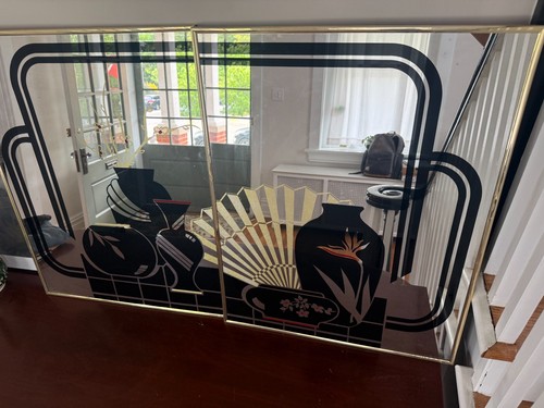 1980’s Post Modern Deco Mirror Wall Art - Set of 2