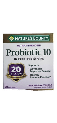 Nature's Bounty Ultra Strength Probiotic 10 (20 Billion Live Cultures) 70 Caps