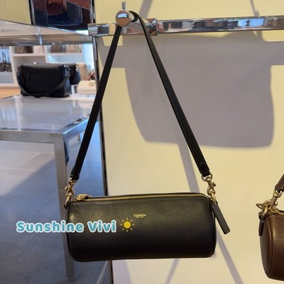 NWT Coach Small Barrel Bag in Leather Handbag CDY80 Brass/ Black