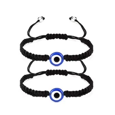 2 Pcs Evil Eye Lucky Bracelets Kabbalah Adjustable Red String Amulet Nazar Match