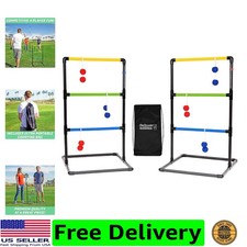 Ladder Toss Indoor  Outdoor Game Set with 6 Soft Rubber Bolo Balls and Trave...