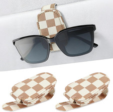 Sunglasses Holder for Car Visor - 2 Packs Boho Magnetic Leather Sunglasses Clip