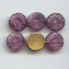 24 VINTAGE GLASS AMETHYST 12mm. ROUND DECO Z CABOCHON CAMEO PLAQUE TILES 6963