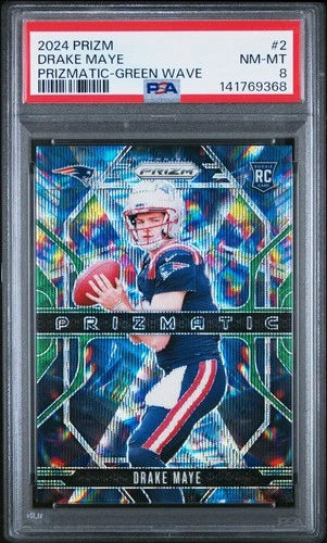 2024 PANINI PRIZM PRIZMATIC GREEN WAVE #2 DRAKE MAYE ROOKIE RC PSA 8