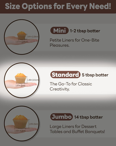Antiaderente 200pz Fodere Standard per Cupcake per Cottura, Naturale, Food Grade Cupcake - Foto 6 di 12