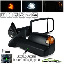 For 2009-2018 Dodge Ram Power Folded Telescopic Amber Signal Towing Mirrors
