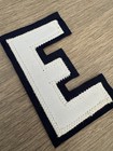 Vintage Hand Cut Tackle Twill Letter E 2 Color White On Navy 3 1/4” 3.25 Inches — photo 3