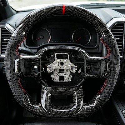 【Real carbon fiber Steering Wheel】for Ford Ford Raptor F150 2021-25 red strip US