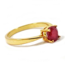 NATURAL RED RUBY STONE JEWELLERY GOLD PLATED SILVER RING REGULAR RING FOR HER