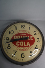 Rare Vintage Drink Double Cola Round Soda Advertising Pop Wall Clock 14" Works!