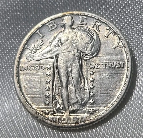 1917 D TYPE 2 STANDING LIBERTY QUARTER AU / BU