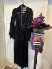 California costumes witches Halloween costume Set dress, shawl, hat, jewelry M