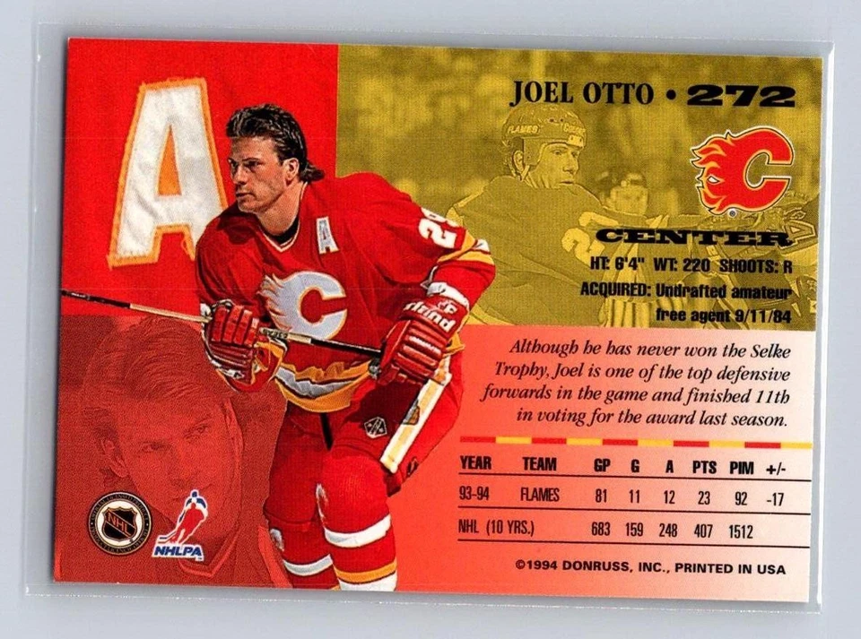 1994-95 Leaf #272 Joel Otto Calgary Flames - Image 2 of 2