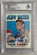 1971-72 Topps - Rick Barry RARE ROOKIE CARD + HOF INSCRIBED AUTO - BGS Auth Auto