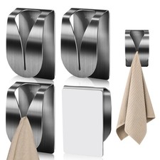 4Pcs Adhesive Kitchen Towel Holders, Stainless Steel Kitchen Towel Hooks Hold...
