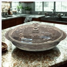 Vintage Anchor Hocking Savannah Floral Embossed Casserole Dish (2 QT)
