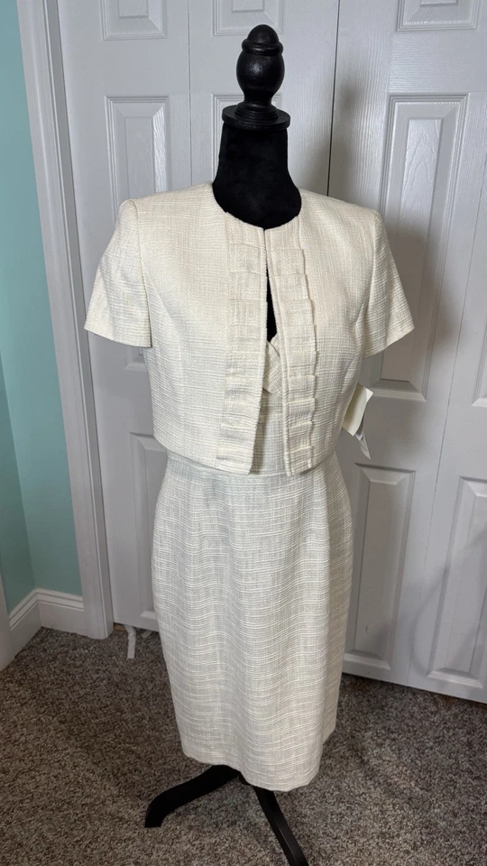 Vestido Traje Vintage Nipon Boutique Para Mujer Talla 4 Crema Clásico Carrera Elegante Foto 2 de 4