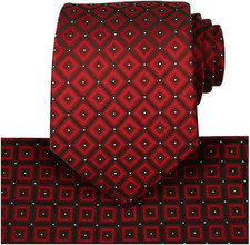 Mens Checkered Tie Set Solid Color Festive Necktie Pocket Square