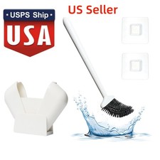 Flexible Silicone Toilet Brush Flat Head Holder for Cleaning Toilet/Bathtub US