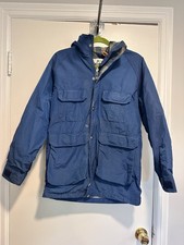 VTG 90s USA Woolrich Jacket Blue Parka Chore Barn Utility Wool Flannel Lined