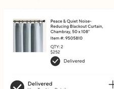 Set Pottery Barn Peace Quiet Noise-Reducing Blackout Curtain 50x108 Chambray